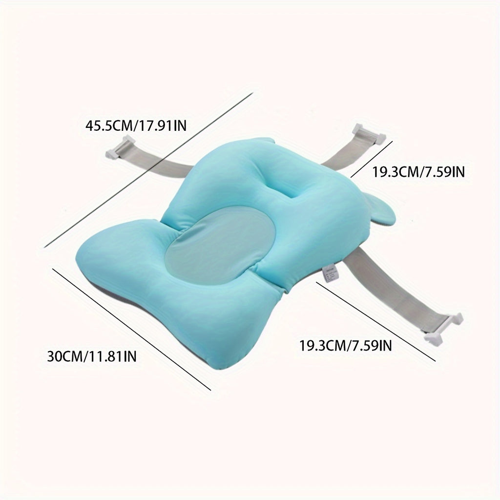 Tapis de bain flottant pour bébé en forme d’ours, coussin respirant avec sangles ajustables, confortable et pratique pour bain mains libres.