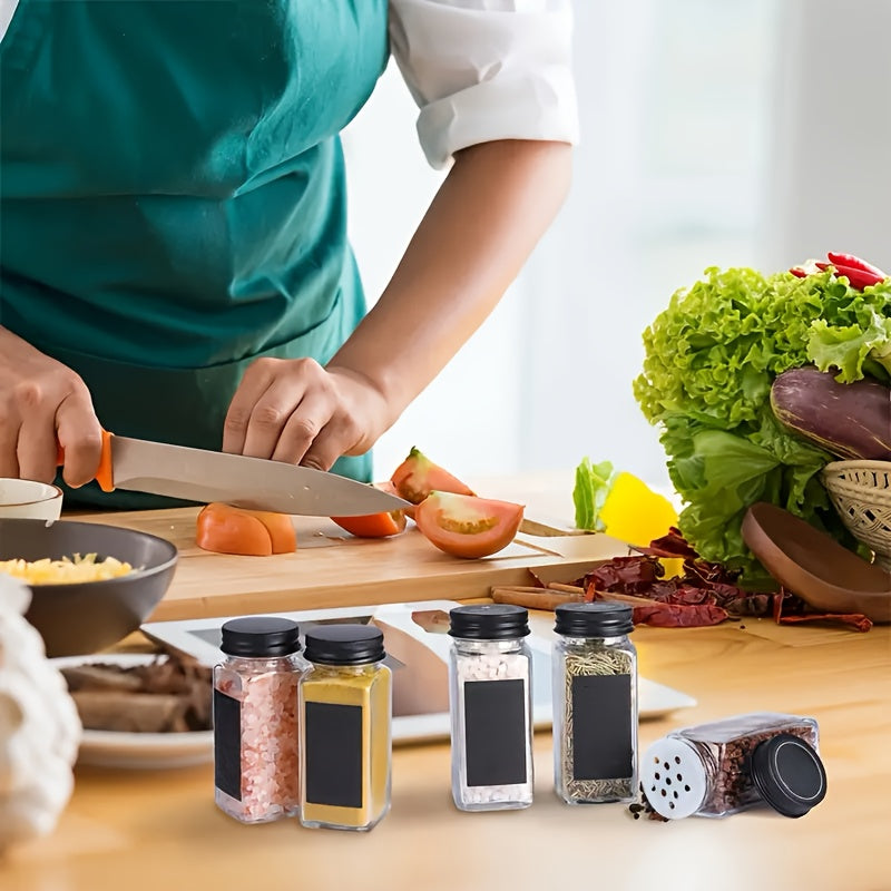 12/24pcs, Spice Jar Set, Plastic Spice Jar with Silvery Metal Lid, 160Ml Kitchen Seasoning Container, Kitchen Storage Bottle, Spice Jar with Lid And Label, Kitchen Supplies