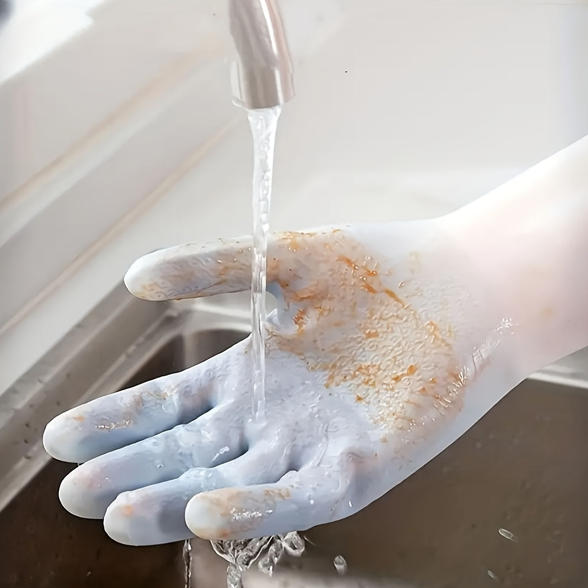 3pcs Waterproof Rubber Gloves for Kitchen, Bathroom &amp; Laundry - Durable PVC, Ambidextrous Dishwashing &amp; Cleaning Gloves in Light Blue, Pink, and White, Dishwashing Gloves|Pastel Colors|Durable Rubber Gloves, Dishwashing Glove