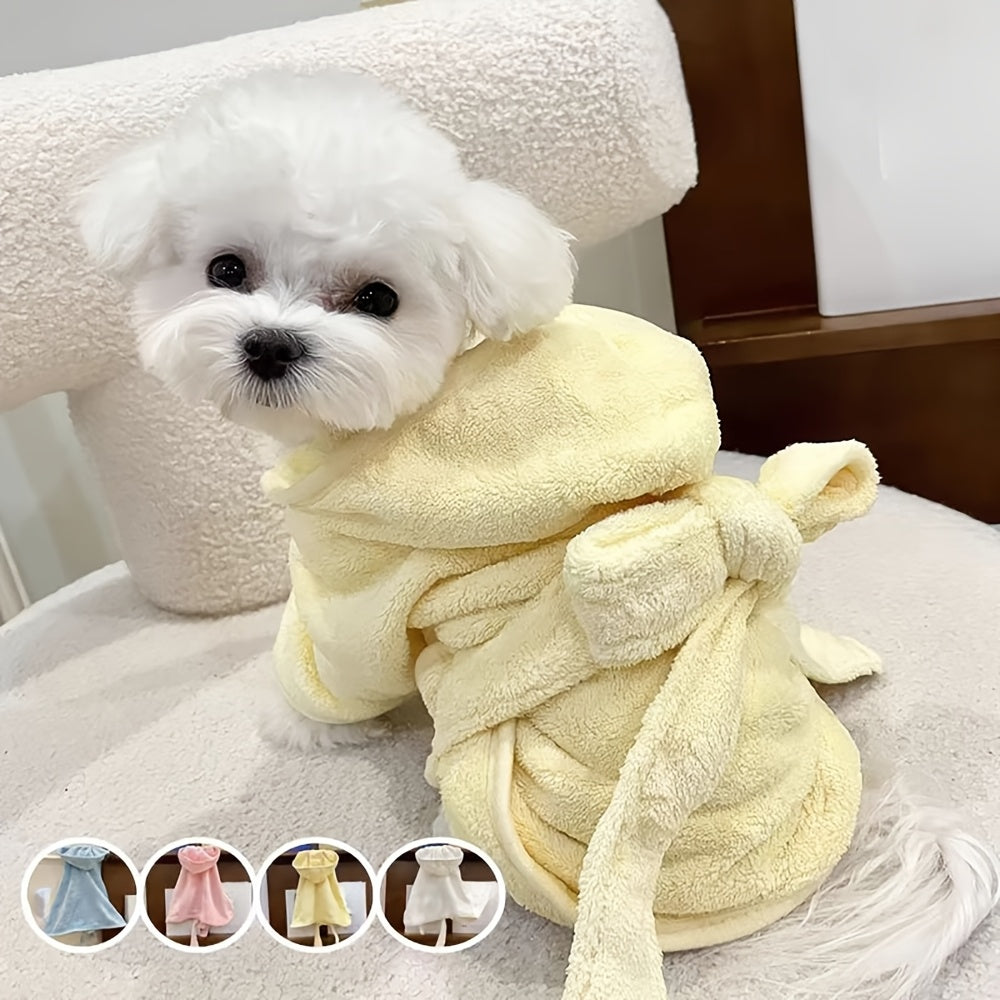 Ultra-Absorbent Microfiber Pet Bathrobe for Small to Medium Dogs &amp; Cats - Quick Dry, Soft, All-Season Comfort with Secure Hook-and-loop Fastener Closure