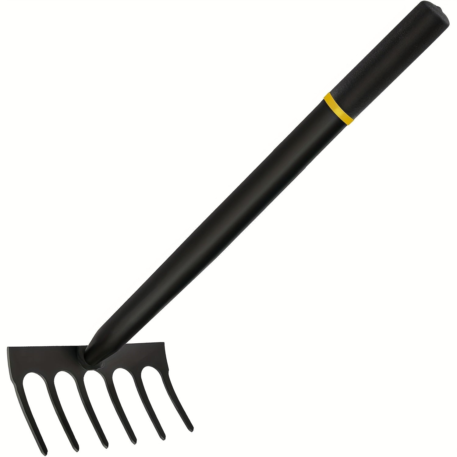 1pc Chuangyi Network Heavy Duty Carbon Steel Garden Hand Rake with Ergonomic Rubber Grip - Multi-Pronged Mini Hand Cultivator for Digging, Raking Leaves, Weeding, Lawn Care &amp; Soil Aeration - Durable Gardening Tool, Weeding Eq