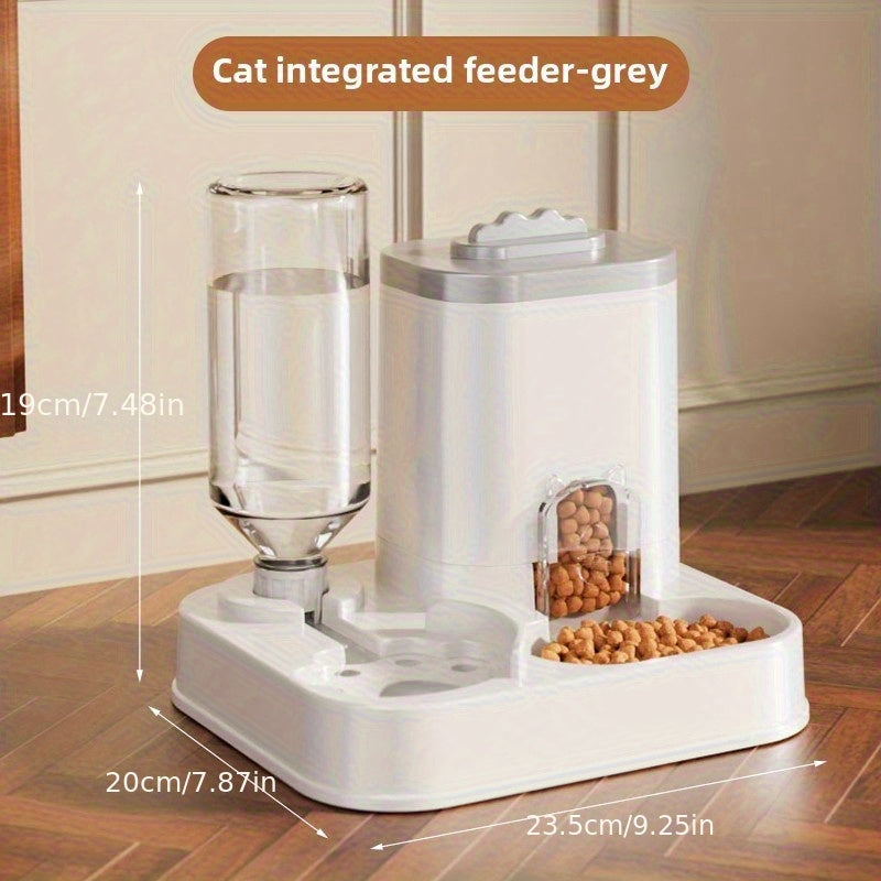 Automatic Cat &amp; Dog Water Dispenser with Integrated Food Basin - 1-10L Capacity, No Batteries Needed, Modern White Design for Easy Cleaning &amp; Hydration - Durable Pet Hydration Solution, Automatic Pet Feeder, Sleek Pet Accesso