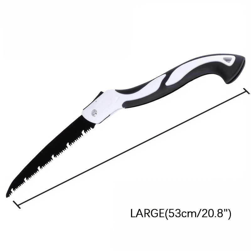 Scie pliante portable, coupe rapide et économique en effort, légère et compacte, idéale pour jardinage, bricolage et activités de plein air.