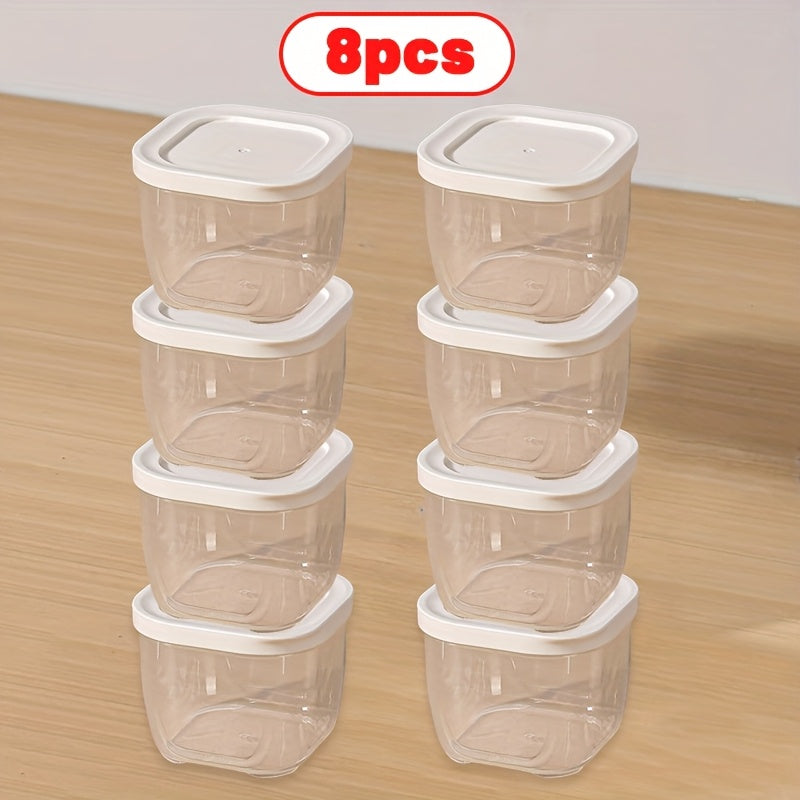 8pcs Stackable Sealed Spice Container Set with Lids - PP Material, Food-Safe Storage Boxes, Removable Spice Jars, Suitable for Spices, Herbs, Condiments, Multi-purpose, Perfect Choice For Home Kitchen And Outdoor Camping