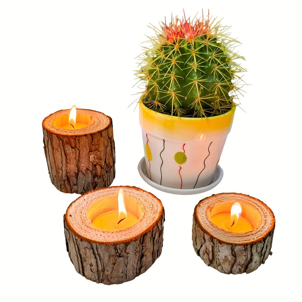 مجموعة من حوامل الشموع الخشبية الريفية، بثلاثة أحجام (3 سم، 4.32 سم، 6.86 سم)، زينة للحفلات، مثالية لعيد الميلاد والهالوين وعيد الشكر.