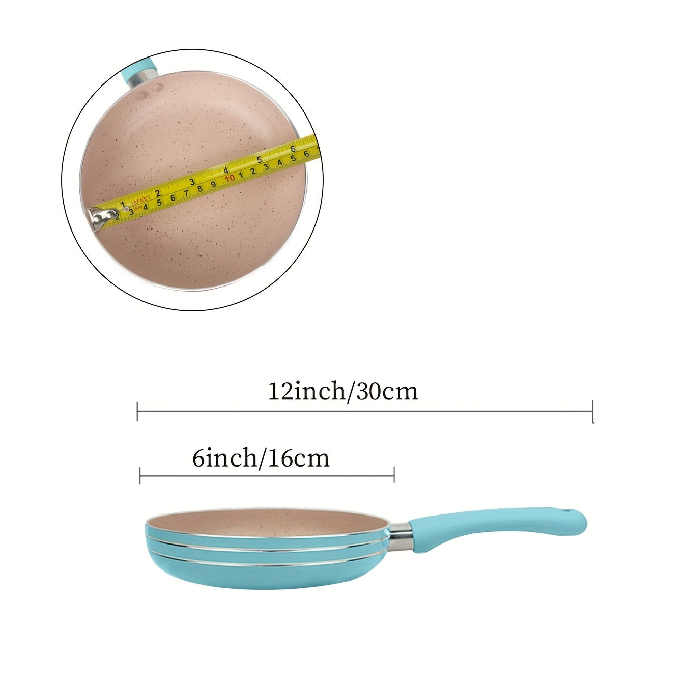 Mini Egg Skillet Non-Stick - Cute Breakfast Frying Pan with Blue Handle, Ideal for 1-Serving Meals, Perfect for Making Omelets, Scrambled Eggs, and More, Breakfast Cooking Essentials | Colorful Kitchenware | Sustainable Cookware