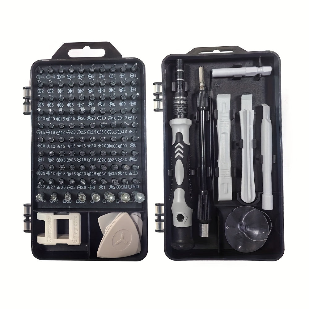 Kit 115 pièces VVIA, tournevis de précision multi-usage pour téléphones, montres et appareils électroniques, compact pour entretien et démontage.