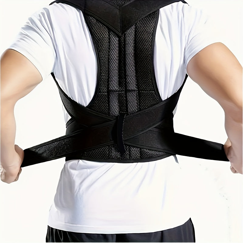 1pc posture corrector - with adjustable straps, sturdy back panel for posture improvement, lower back - perfect for adults, gyms, offices, travel - easy to use and comfortable fit