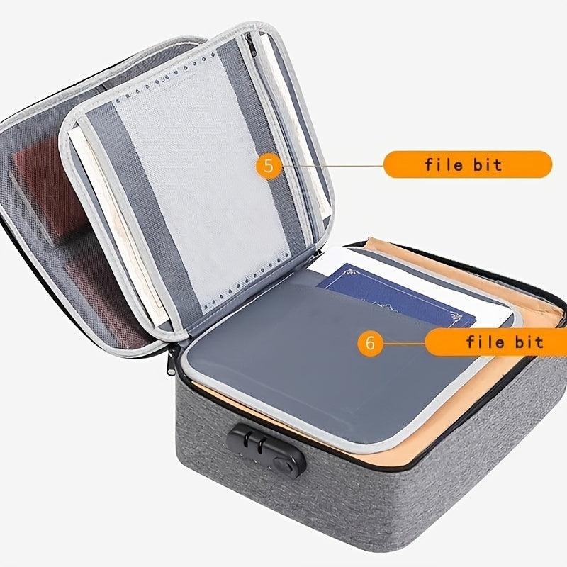 1pc Large Capacity Locking Document Bag, 3-Layer Document Storage Box with Zipper, Document Storage Security Bag, Portable Travel Household Paper, Documents, Certificates, Suitable for Home School Office