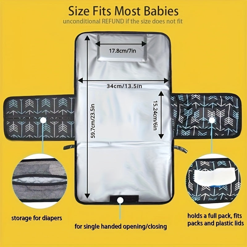 Tapis à langer portable pour sacs ou tables à langer, pratique pour changer bébé d’une main, idéal cadeau naissance ou voyage.