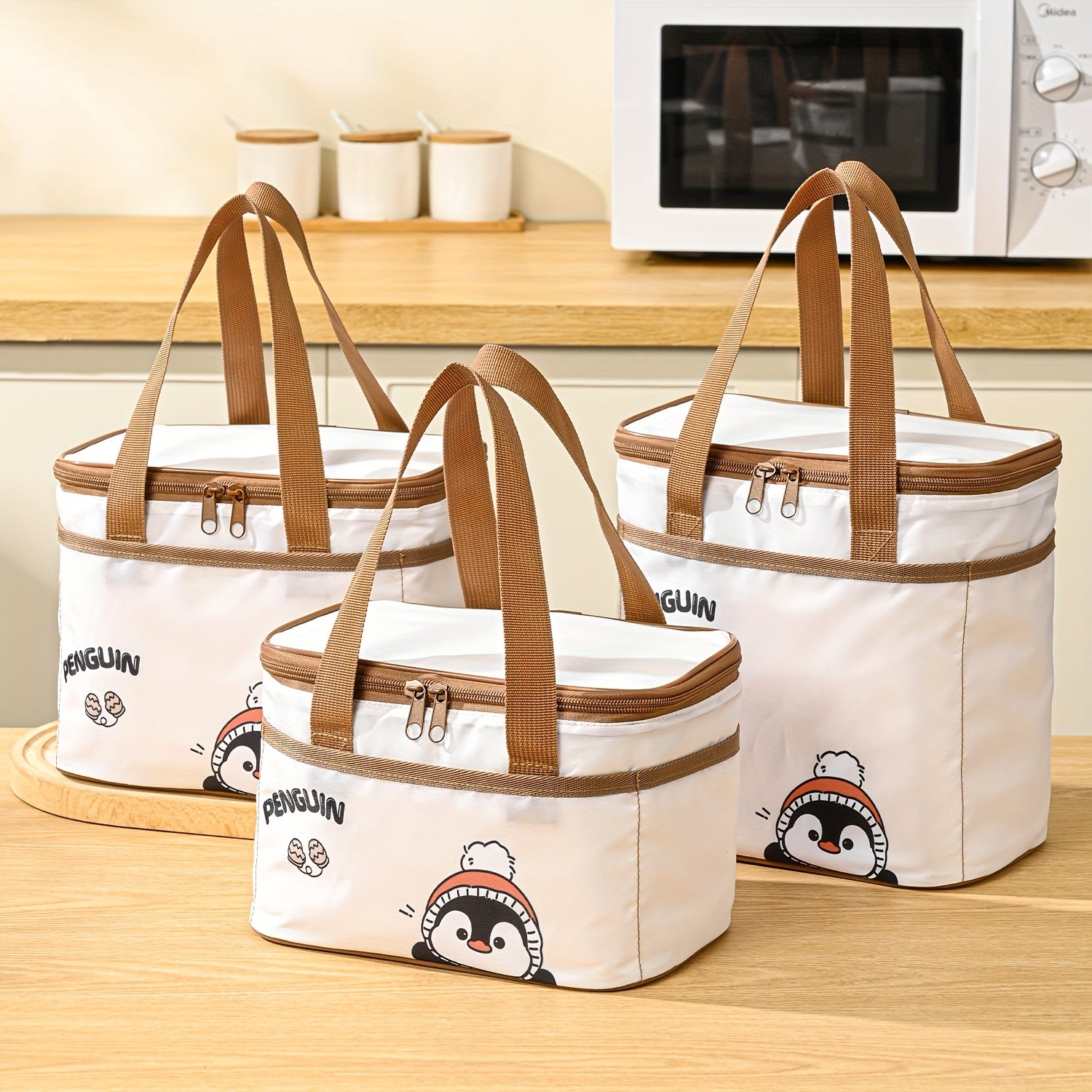 Sac déjeuner portable Qifeng, grand volume, isolant, motifs cartoon, tissu Oxford renforcé, aluminium intérieur, réutilisable pour école et pique-nique.