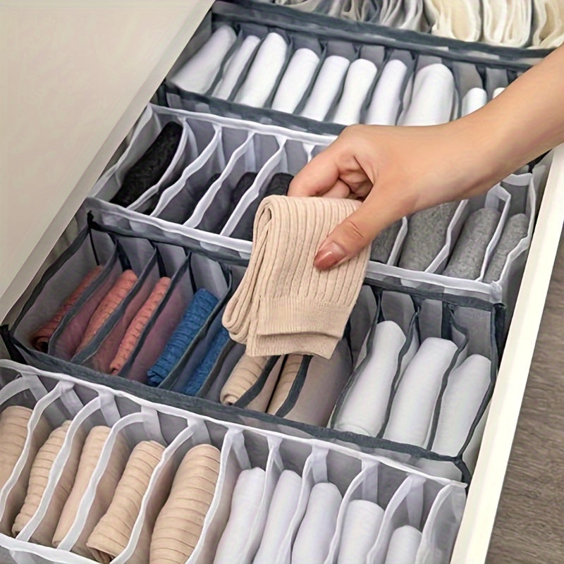11 Grid Sock Underwear Storage Box: Transparent Mesh Closet Organizer for Household Underwear, Socks, Scarves, Ties - PVC Material