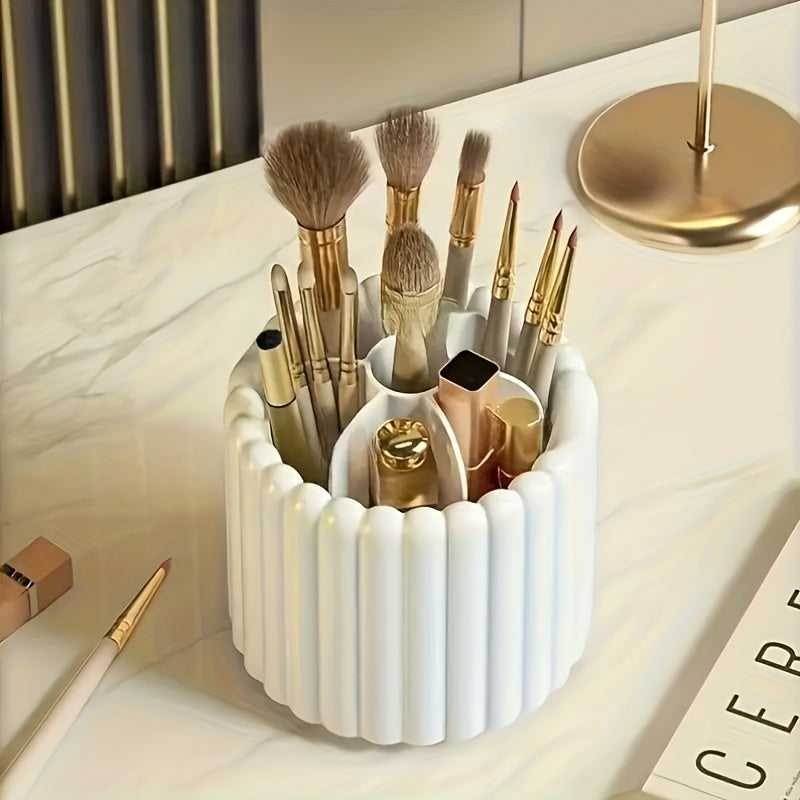 Organiseur de maquillage rotatif 360° Sans montage, rotation fluide, gain de place, compatible pinceaux, rouges à lèvres et outils beauté, idéal maison, salon ou voyage.