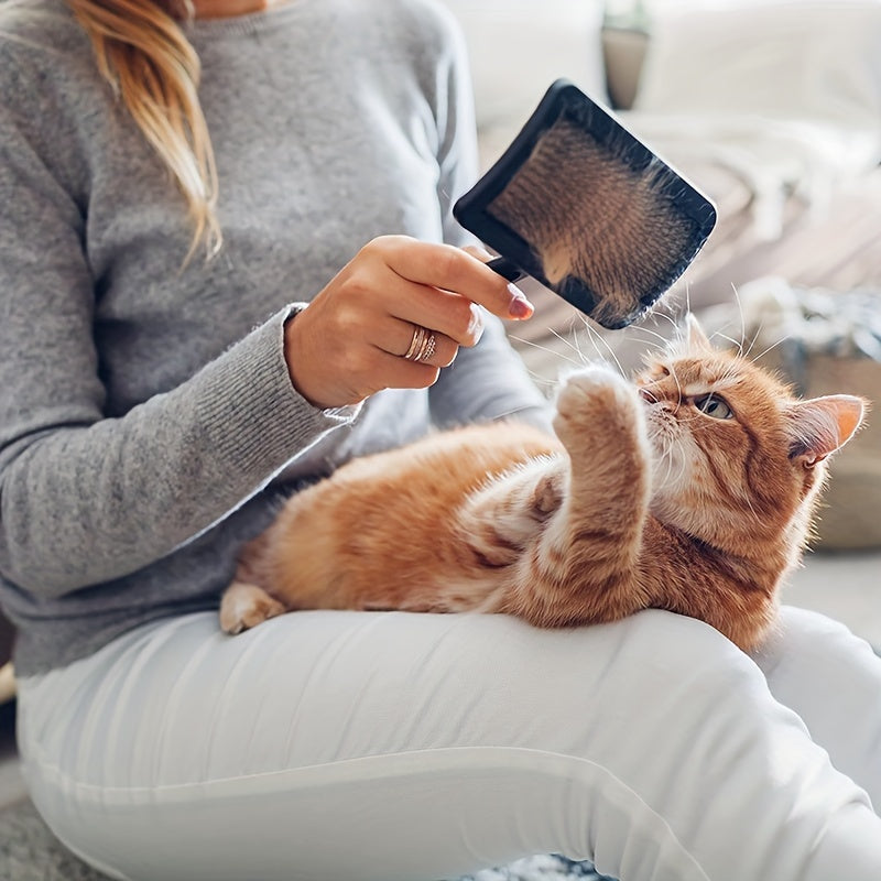 Peigne courbé à coussin d'air pour animaux. Peigne de toilettage idéal pour chiens et chats, pour un démêlage en douceur.