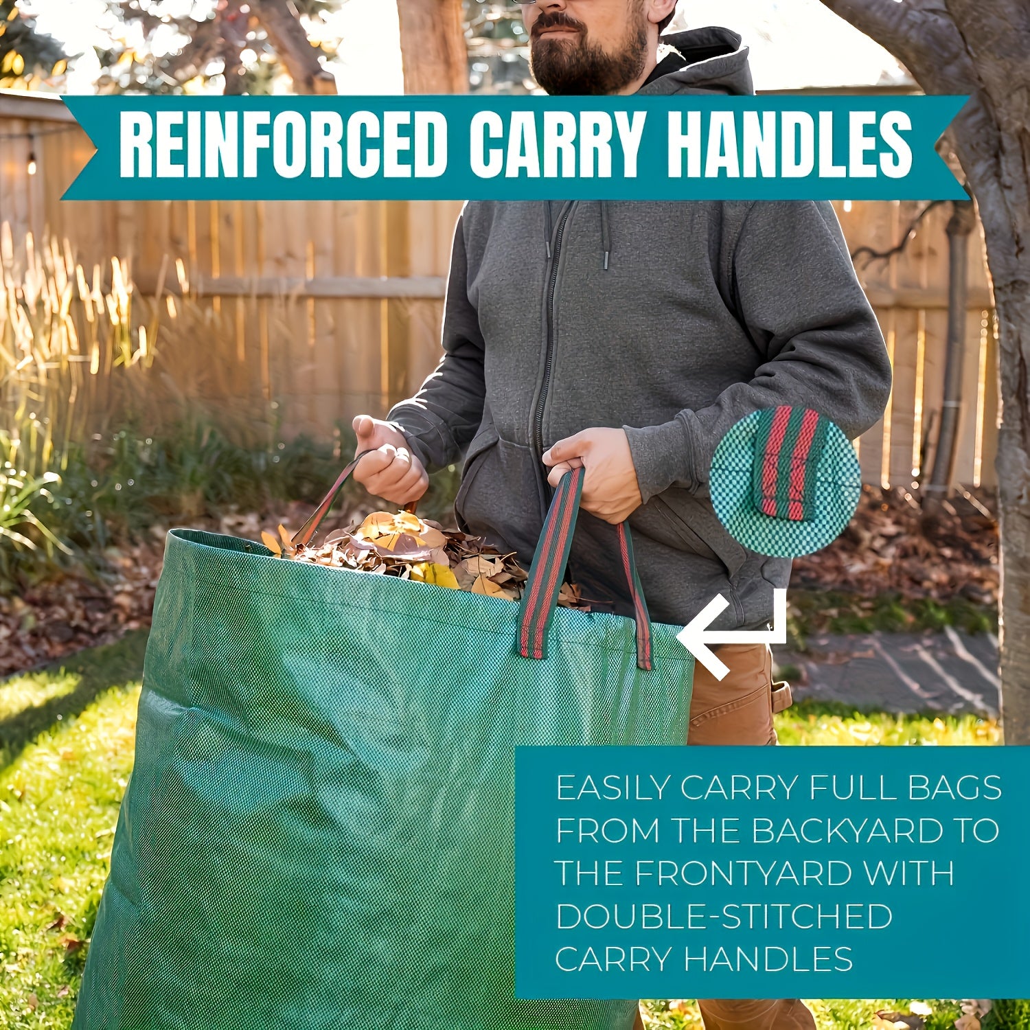 120L Outdoor Garden Leaf Collection Bag, Suitable for Lawns, Pools &amp; Yard Waste Laundry and Miscellaneous Items, Outdoor Leaf Bag, Garden Waste Bag with Lid, Reusable Garden Waste Bags, Heavy Duty Garden Bag, Gardening Bags,