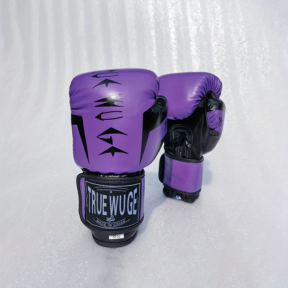 Paire de gants de boxe avec boucle ajustable, rembourrage anti-choc, durables et faciles à nettoyer, conçus pour débutants, novices et professionnels.