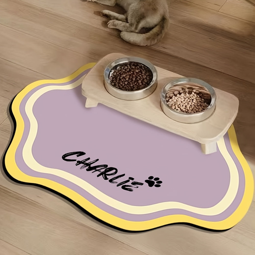 Tapis de repas personnalisé pour animaux, absorbant, antidérapant, séchage rapide, style nordique, caoutchouc durable, idéal intérieur pour chats et chiens.