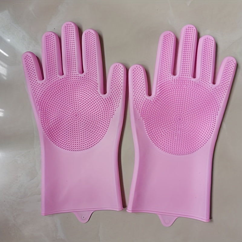 Gants 2-en-1 : double usage pour vaisselle et nettoyage, surface texturée, légers et durables. Conviennent cuisine, salle de bain et bain des animaux.
