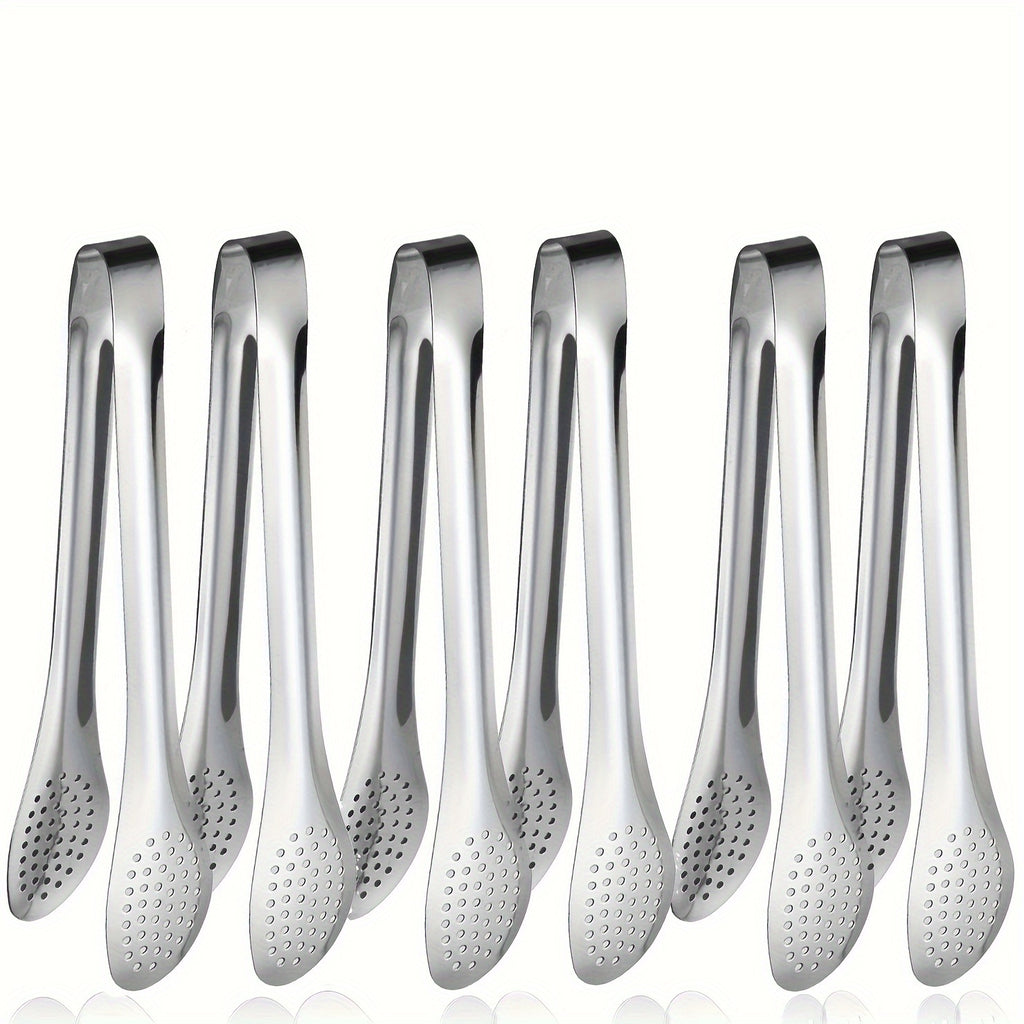Lot de 6 pinces en acier inoxydable (17,78‑30,48 cm), résistantes à la chaleur et lave-vaisselle, idéales salades, BBQ, pâtes, fruits et buffet.