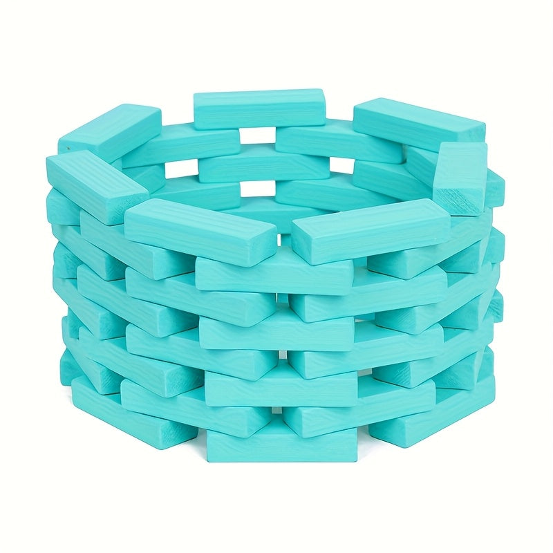 Jeu de tour en bois, 54 pièces, empiler et construire, bois de pin durable, cadeau idéal fête ou Noël.