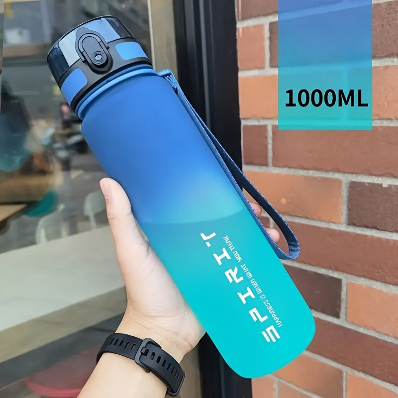 1pc 21.98oz/33.81oz Portable Sports Fitness Travel Water Bottle, Gradient Plastic Drinking Bottle For Men &amp; Women