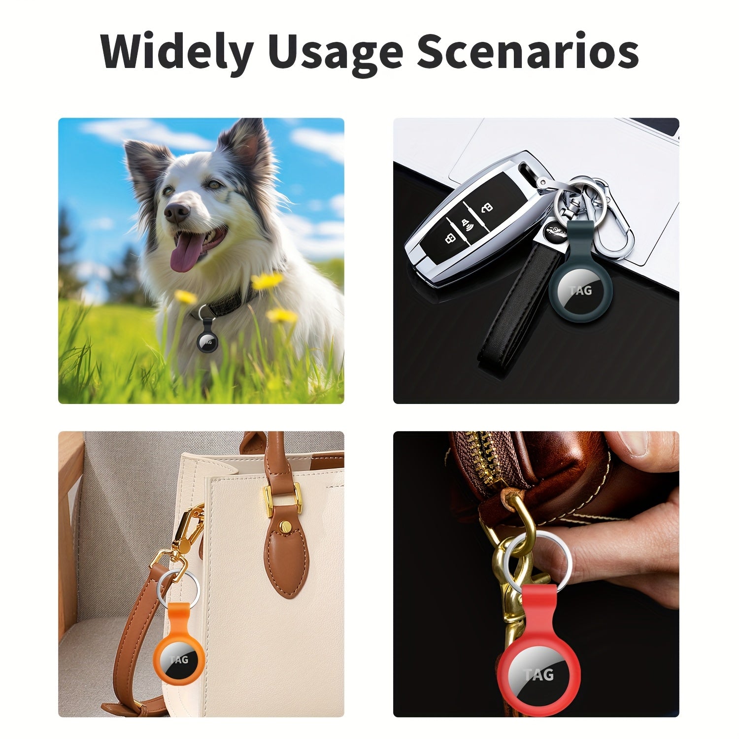 Lot de 4 coques de protection pour Apple AirTag, anti-perte, avec porte-clés, sécurise et transporte facilement votre traceur.