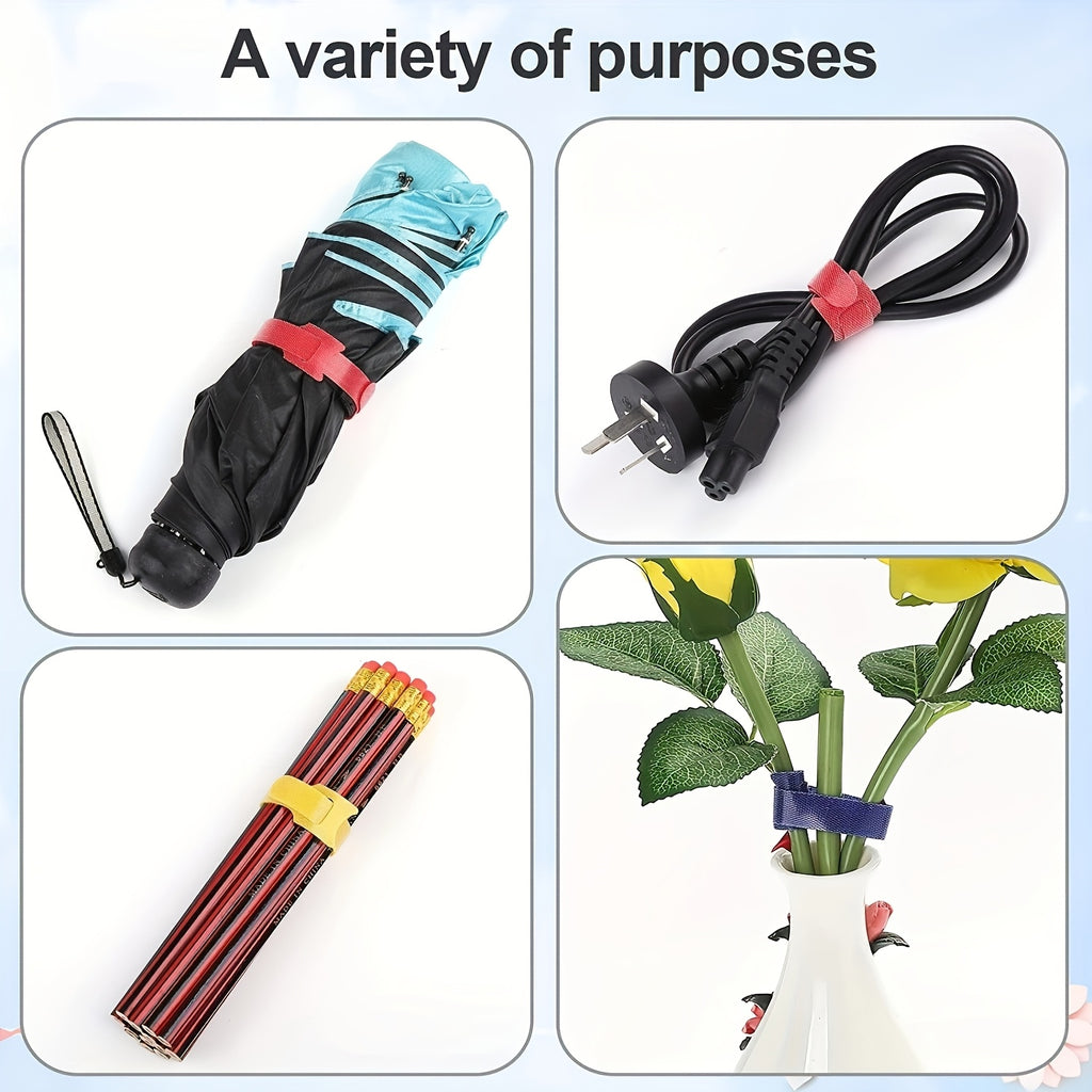 Lot de 20/50 sangles en nylon réutilisables, auto-adhésives, souples et durables, parfaites pour organiser câbles, bureau ou usage quotidien.