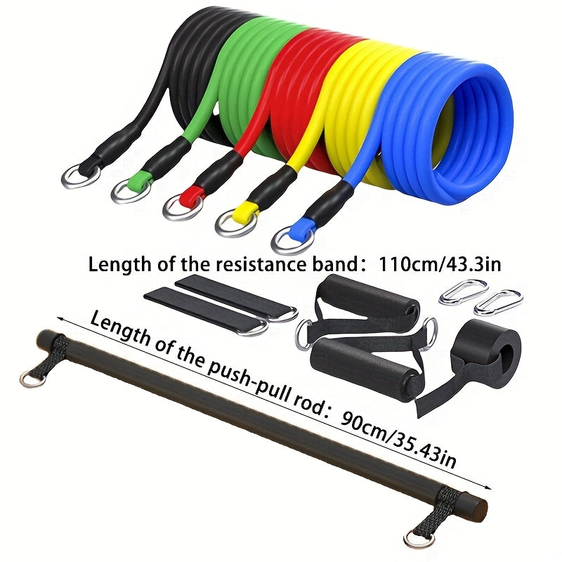 Set de corde de tension multifonction avec bandes de résistance et barres en acier inoxydable, adapté à un entraînement complet du corps à domicile.