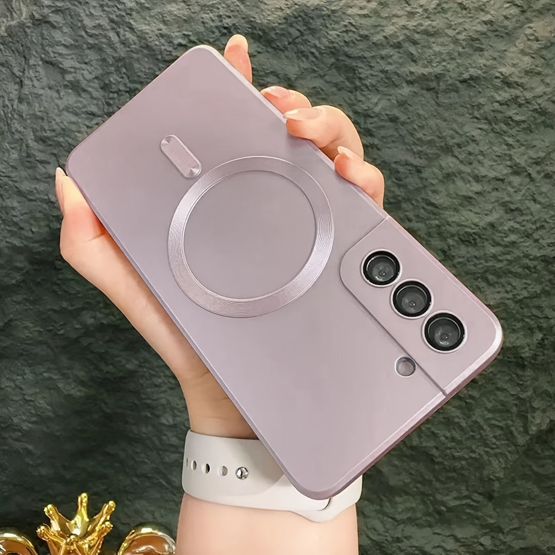 Coque transparente plaquée compatible charge magnétique sans fil, antichoc, pour Samsung Galaxy S20 à S23, offrant protection et style épuré.