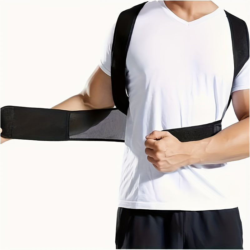 1pc posture corrector - with adjustable straps, sturdy back panel for posture improvement, lower back - perfect for adults, gyms, offices, travel - easy to use and comfortable fit