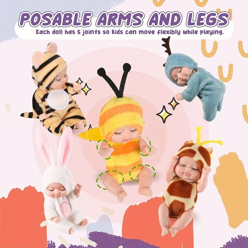 Set de 6 poupées princesse de 10,9 cm avec animaux, mignonnes, parfaites pour anniversaires, fêtes et Pâques.