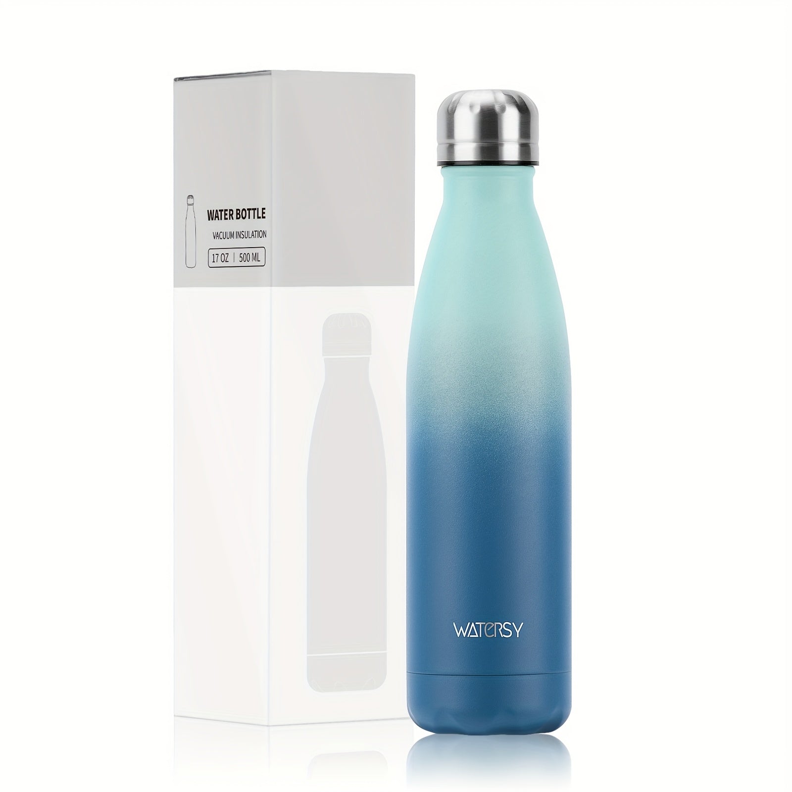 Bouteille WATERSY 500 ml en acier inoxydable, thermique, étanche, sans BPA, conserve boissons chaudes 12 h et froides 24 h.