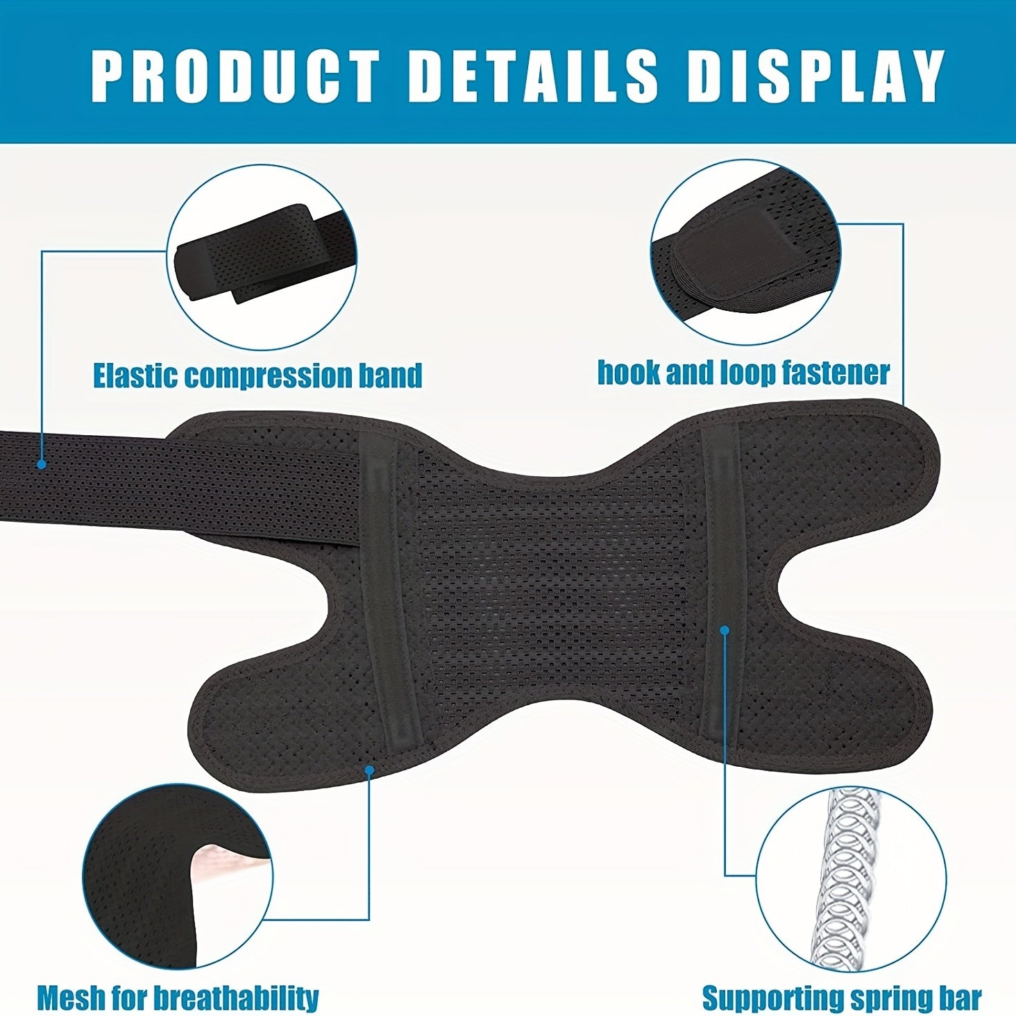 Adjustable Knee Support Compression Knee Patellar Support:Breathable Knee Brace with Straps Elastic Bandage