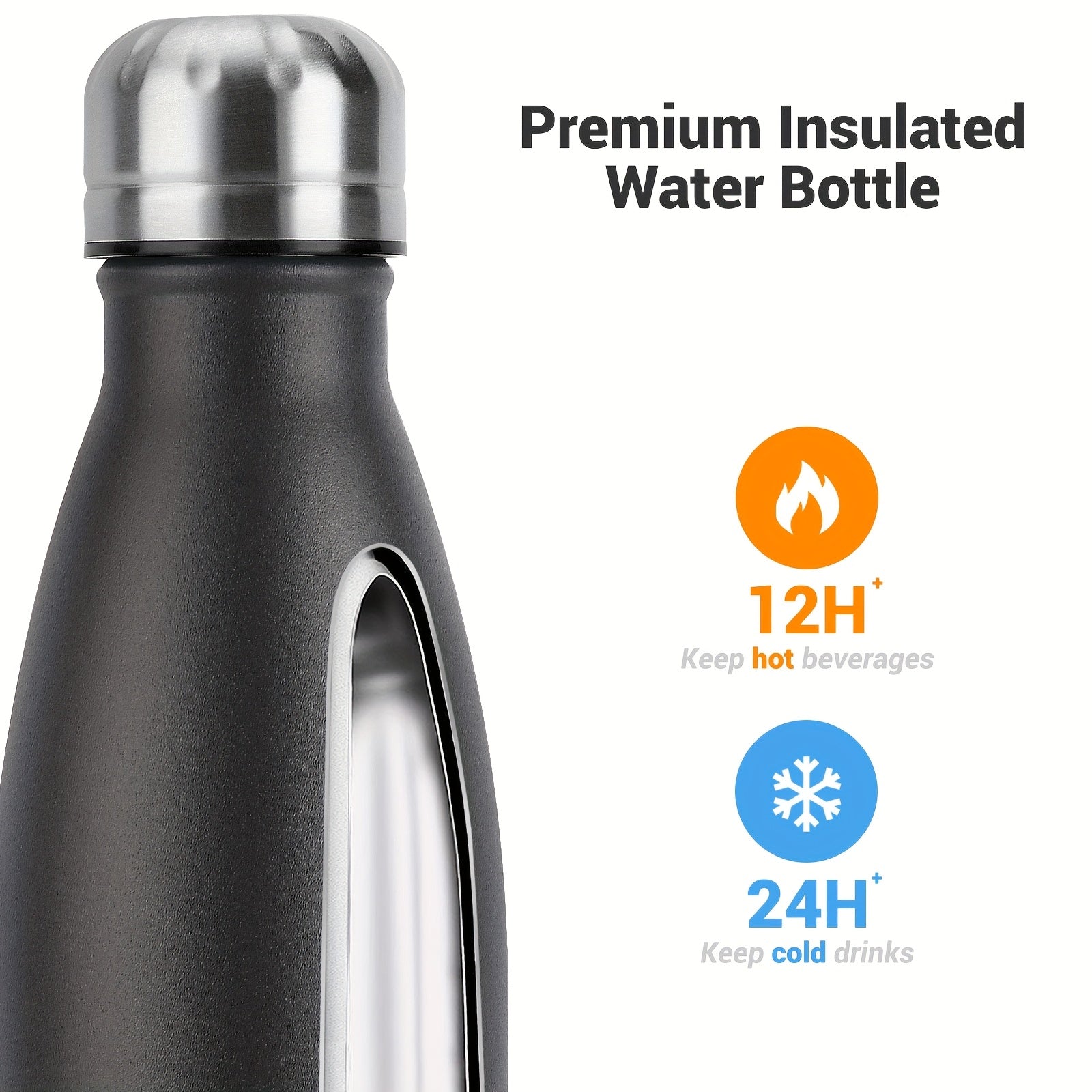 1pcs WATERSY 500ml/17oz Stainless Steel Drinking Bottle - Travel Thermal Flask - BPA-Free - Water Bottle, Stainless Steel Drinking Bottle - 24 Hours Cold &amp; 12 Hours Warm - Leak-Proof - Thermal Sport Bottles, 2 sealing rings a