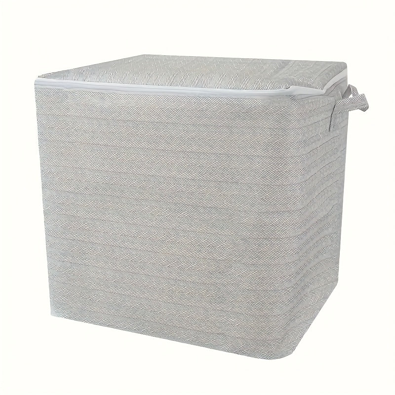 Boîte de rangement extra-large en tissu non tissé résistant avec couvercle, conçue pour organiser vêtements, literie et accessoires tout en économisant l’espace.