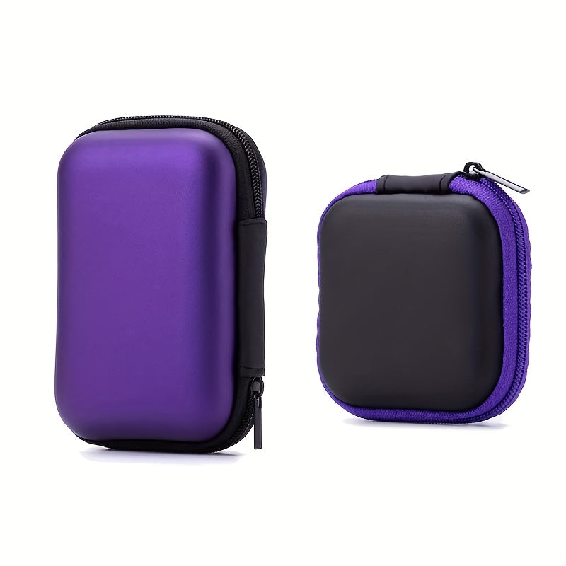 2pcs Multi-Color Zippered Pouches with Organizer Trays - Lightweight, Portable Case for Earphones, Chargers, Data Cables, Keys, Coins &amp; Jewelry - Durable EVA Material, Accessory Storage|Zippered Pouches|Zippered Organizer, Ca