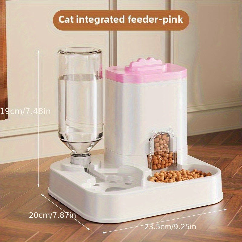 Automatic Cat &amp; Dog Water Dispenser with Integrated Food Basin - 1-10L Capacity, No Batteries Needed, Modern White Design for Easy Cleaning &amp; Hydration - Durable Pet Hydration Solution, Automatic Pet Feeder, Sleek Pet Accesso