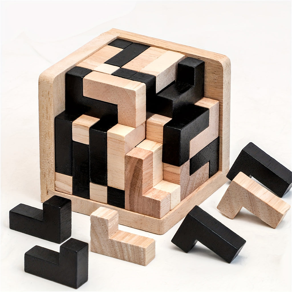 Lot de 54 pièces 3D Brain Teaser, jeu de cubes en bois. Cadeau parfait pour l'entraînement cérébral, Noël, anniversaires et décorations d'Halloween.