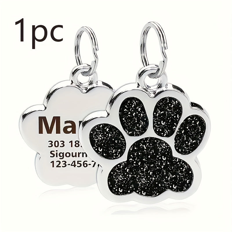1pc Custom Dog Tag, Personalized Pet ID Plate with Laser Engraving - Durable and Fade-Resistant Cat Paw Tag for Dogs