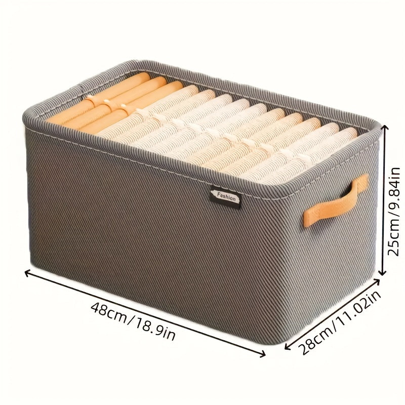 1pc Foldable Fabric Storage Basket with Handle - Beige, Classic Style, Perfect for Home, Office & Dorm Organization - Ideal for Clothes, Sundries & More, Shelf Baskets