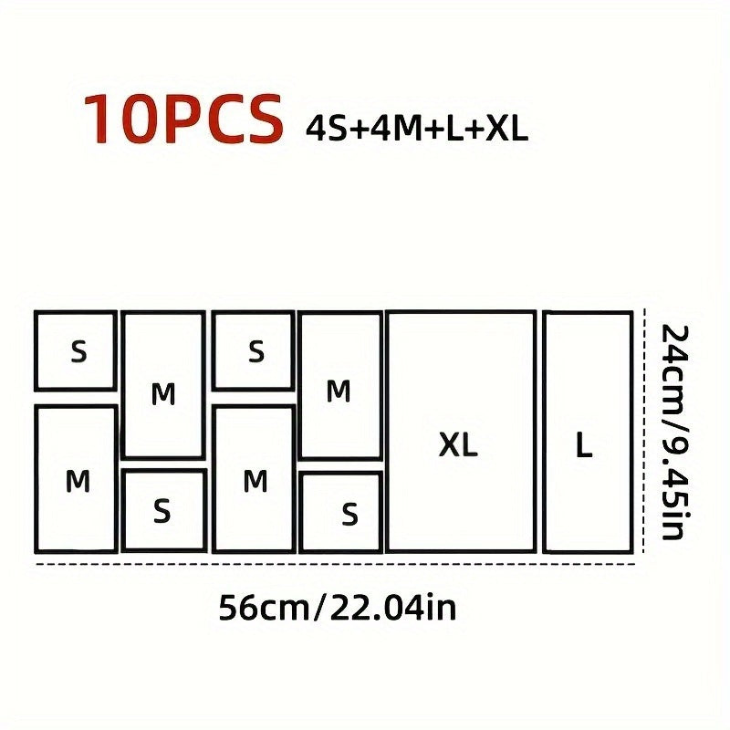 5-/6-/7-/10-/12pcs Transparent Striped Acrylic Desktop Box Drawer Organizer Set, Lipstick Cosmetic Storage Case for Various Scenarios and Home Organization, Desk &amp; Drawer Organizer for Home Storage, Desk Drawer, Desk Organiza