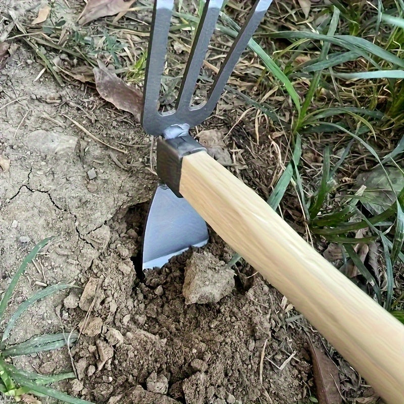 Houe de jardin double-face 35 cm, fonte durable, poignée antidérapante ergonomique, idéale pour planter fleurs, désherber légumes et entretien jardin.