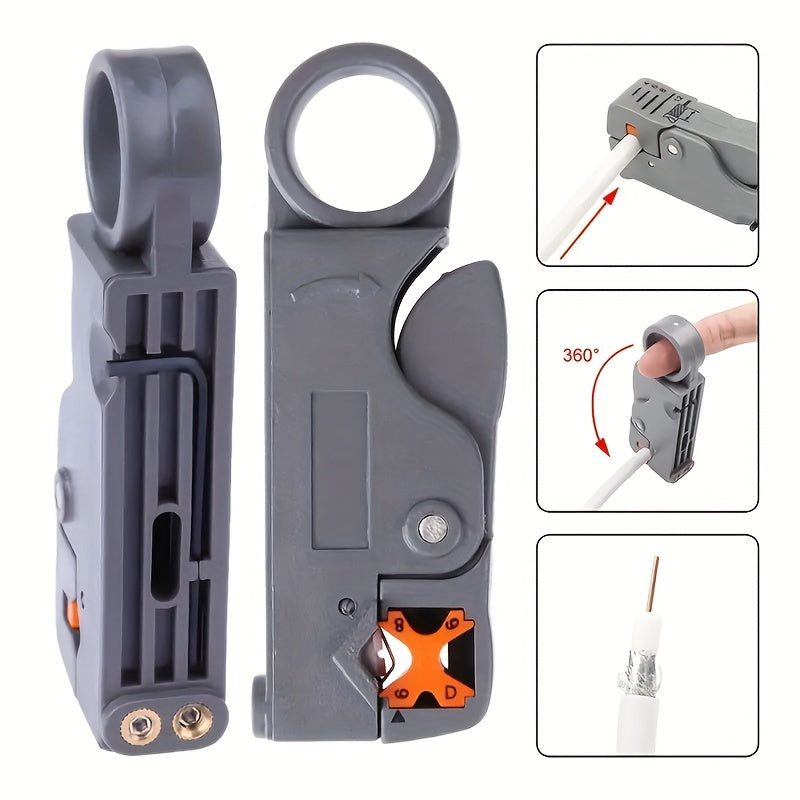 Automatic Wire Stripper Coaxial Cable Cutter Tool - High-Quality Multi-Functional Rotary Design with High-Impact Material, Ergonomic Handle &amp; Removable Cover for Precision Wire Stripping, No Assembly Required, Wire Stripping