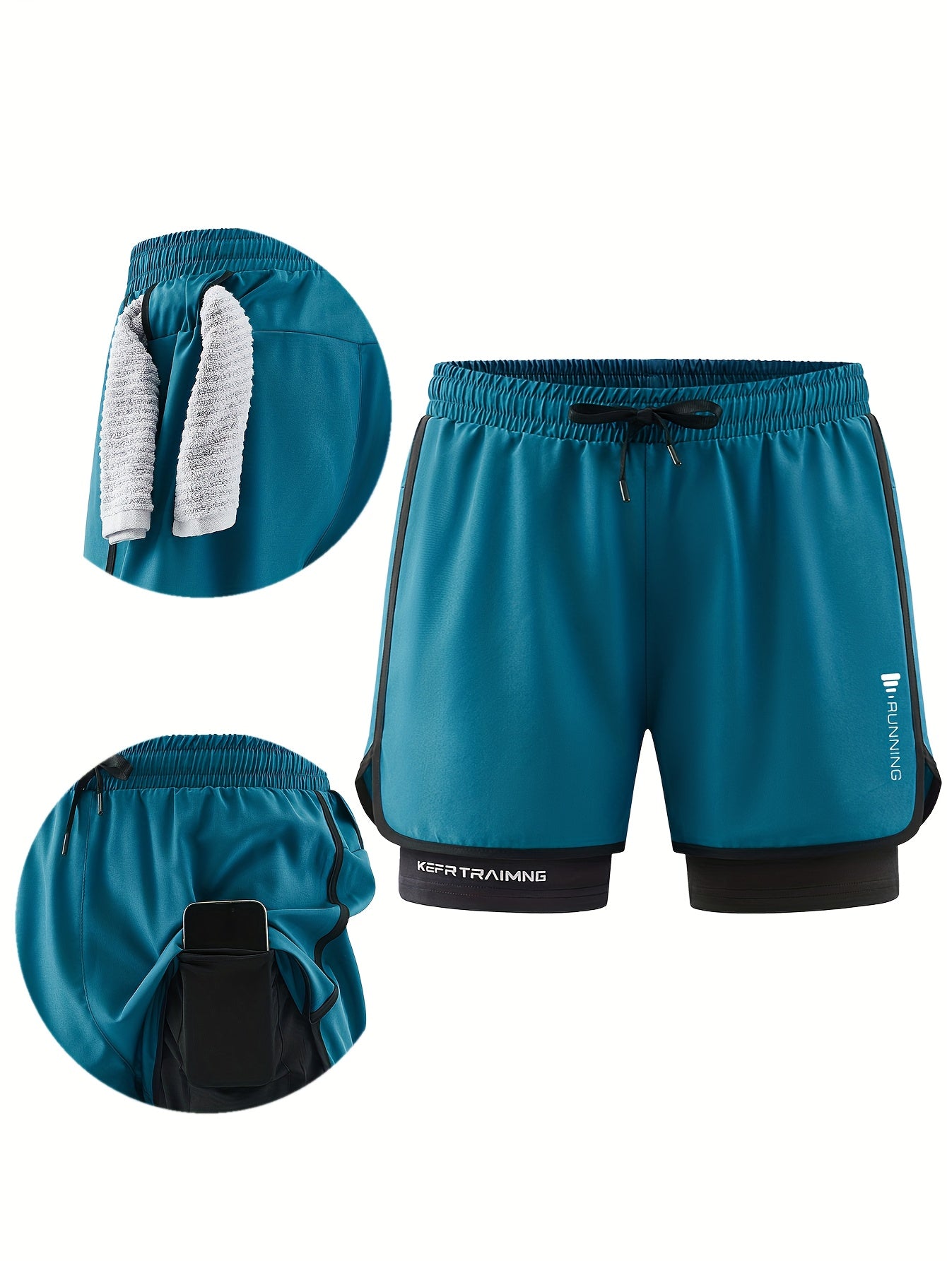 Shorts hommes sports, ¾ longueur, taille élastique avec cordon, poches latérales, tissu respirant et anti-humidité, coupe ample, idéal sport et loisirs.