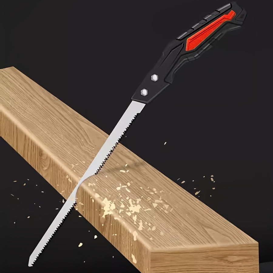 Scie manuelle compacte pour bois et élagage, idéale pour arbres fruitiers, jardinage précis et petits travaux de menuiserie à domicile.