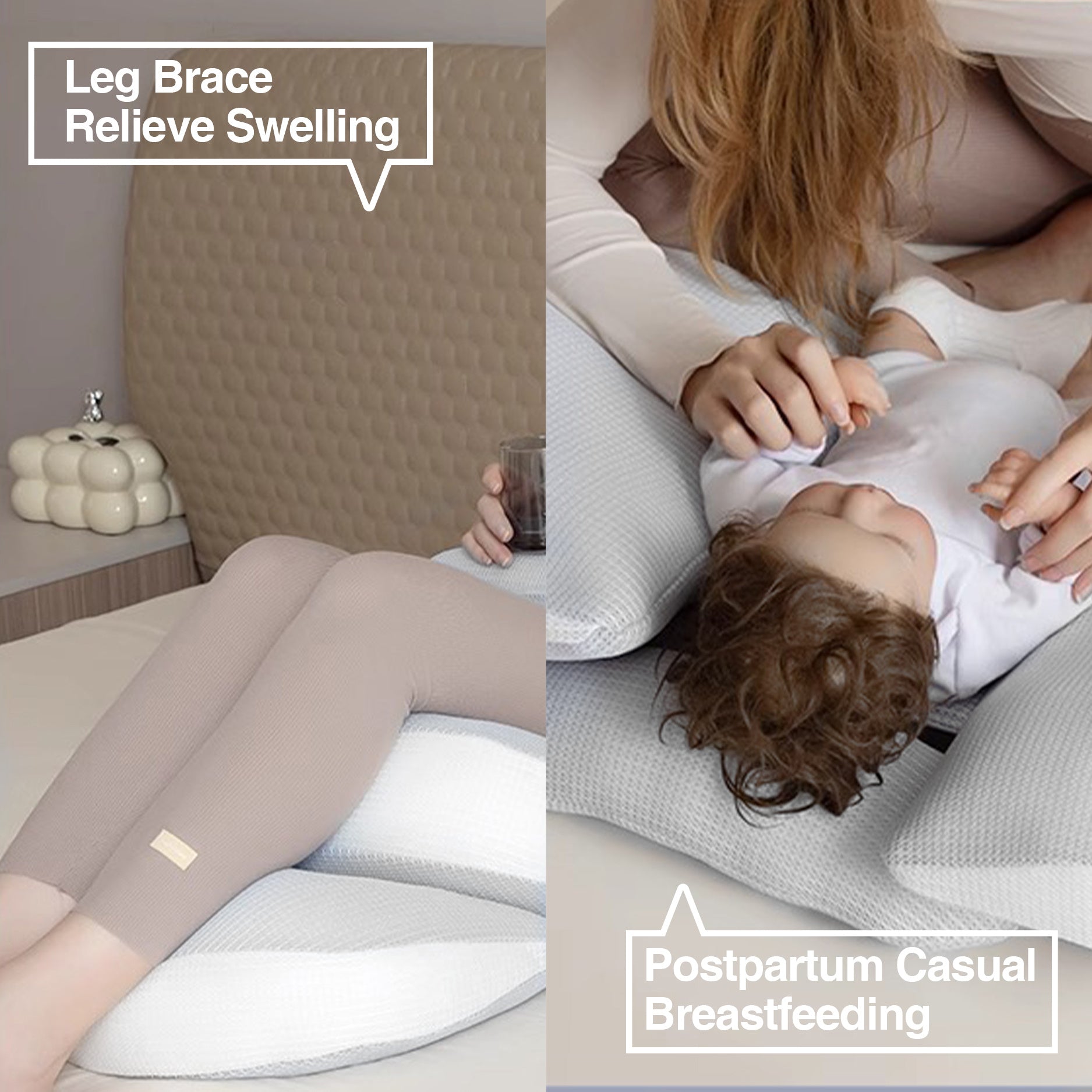 Coussin maternité ergonomique 2-en-1, réglable, soutien complet dos, ventre, hanches et taille, polyester doux, confort optimal pour femmes enceintes.