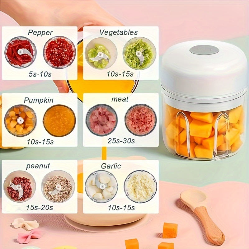 8.45oz Mini Rechargeable Garlic Chopper Meat Grinder, Durable And Sturdy, Ideal For Crushing Garlic, Peppers, Onions, Minced Meat, Nuts And More!