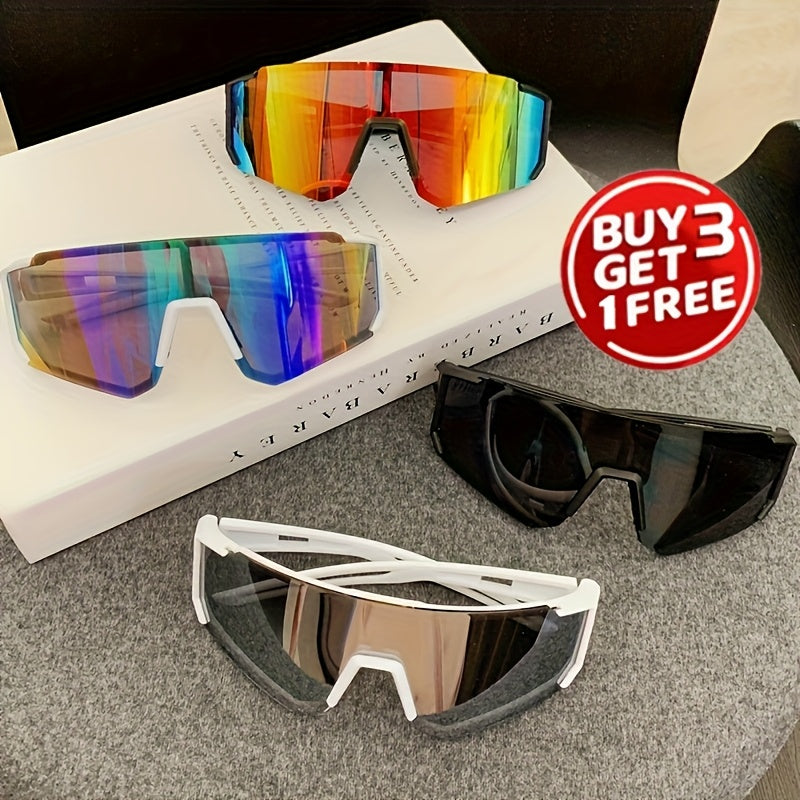 Lot de 4 lunettes unisexe à large monture, verres uniques revêtus, style décoratif, idéales pour un usage quotidien.