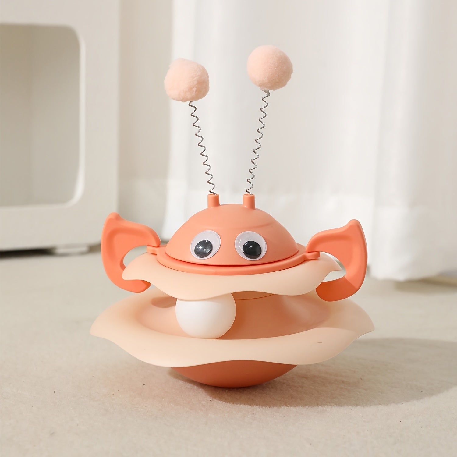 3-in-1 Interactive Cat Toy with Track Ball, Swing Ball &amp; Teaser Wand - Bee-Themed Tumbler Play Plate for Cats, Durable Plastic Design, No Batteries Needed, Fun Exercise &amp; Entertainment for Indoor Cats, Pet Engagement Toy | be