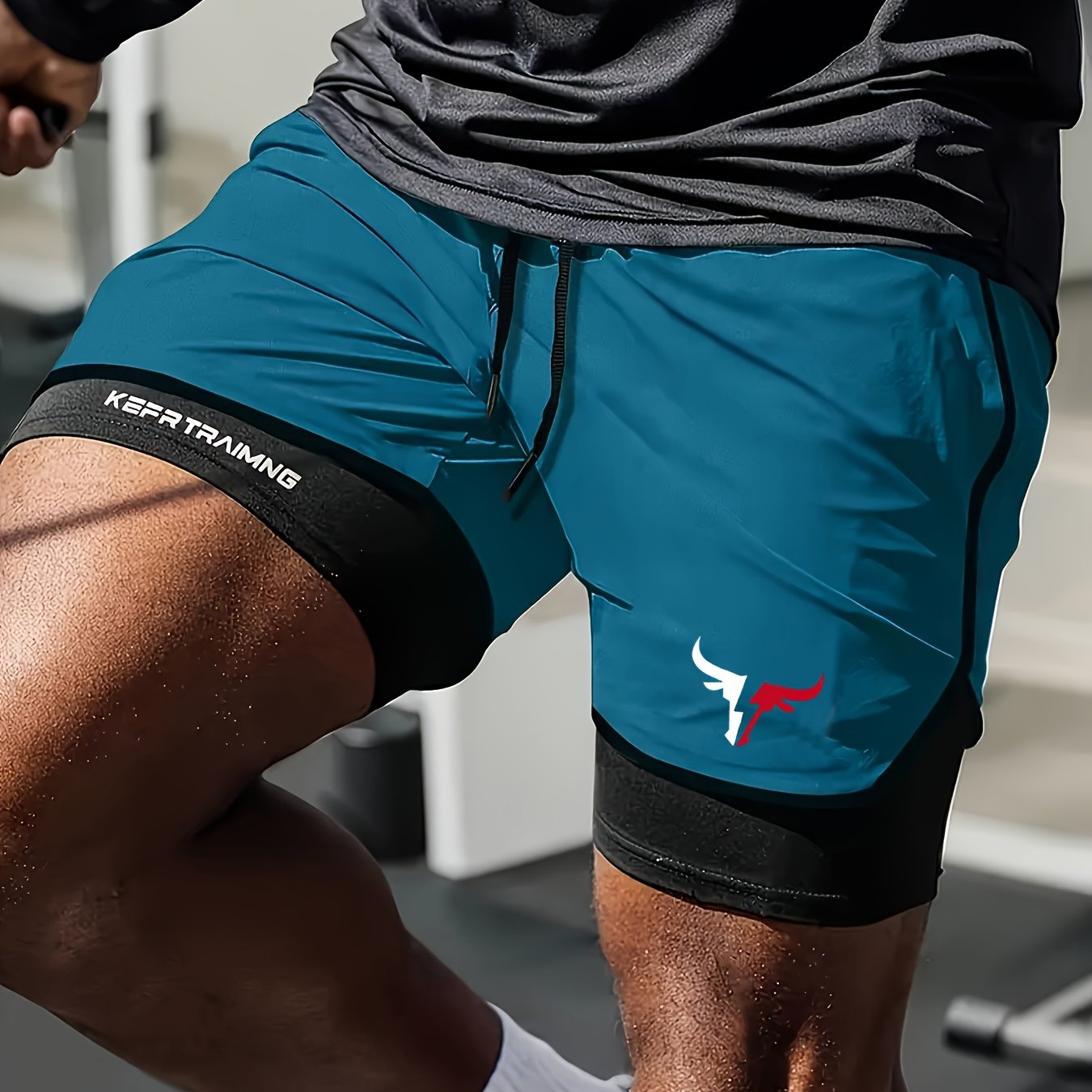 Shorts hommes 2-en-1, séchage rapide, respirants avec doublure mesh et poches, parfaits pour gym, randonnée et activités plage.